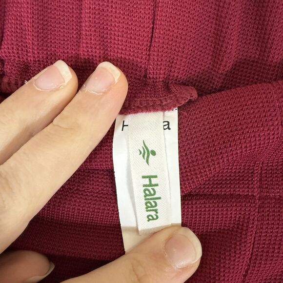 Halara Wide Leg Capri Women's XL Tall Purple Red Pull On Pleated Pockets - Picture 5 of 10